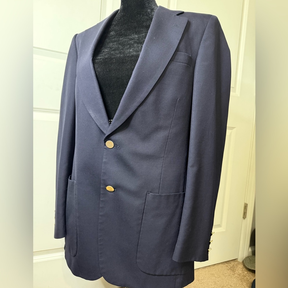 Vtg Burberrys Pure Wool Navy Sport Coat, size S, SEE MEASUREMENTS